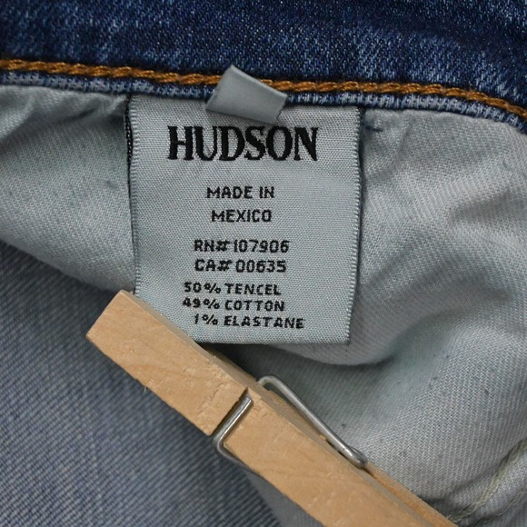 HUDSON 40 x 36 Blake Slim Straight Dark Flex Distressed Denim Jeans - Picture 3 of 7
